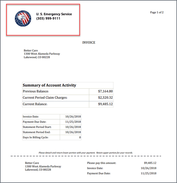 Your company logo will display at the top right of the invoice.